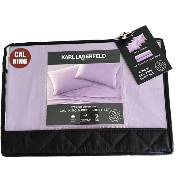 Karl Lagerfeld Paris Cal King Piece Sheet Set Lavender Purple Super Soft